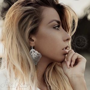 Boho Mandala Laser Cut Filigree Silver Earrings